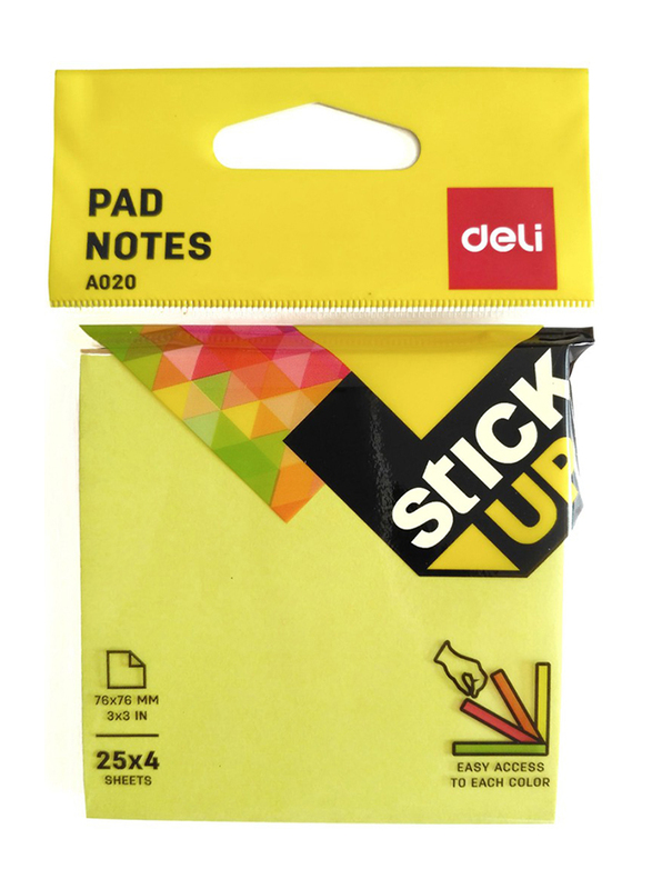 Deli A020 Sticky Notes, 7.6 x 7.6cm, Multicolor