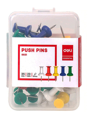 Deli Essential Push Pins, 35 Pieces, 23mm, 0021, Assorted Colors