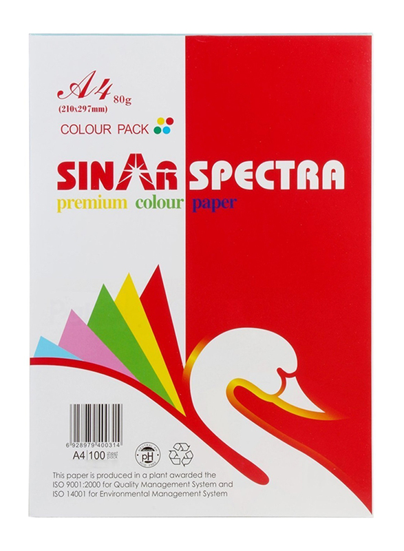 Sinar Spectra Color Paper, 210 x 297mm, 5rims/box, 500 Sheets, 80 GSM, Light Blue