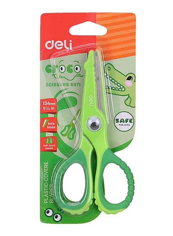 Deli Zig Zag Scissors, 6071, Green