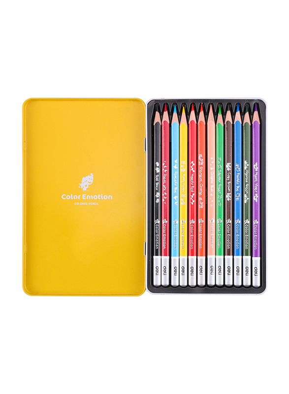 Deli 12-Piece Color Emotion Metal Color Pencil, C002 05, Multicolor