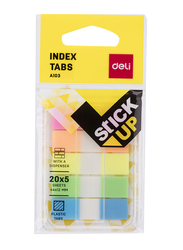 Deli A103 Index Tabs Sticky Notes, 44 x 12mm, 5 x 20 Sheets, Multicolor