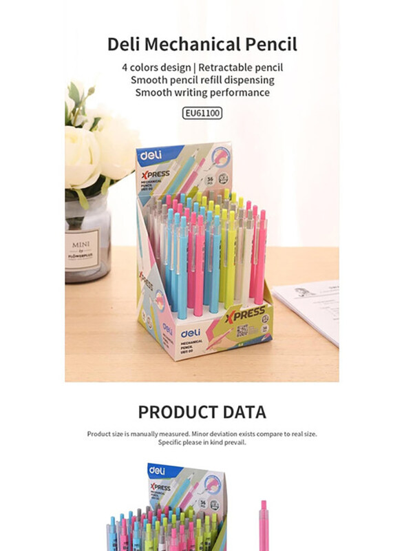 

Deli 36-Piece Mechanical Pencil Set, 0.5mm, U61100, Multicolor
