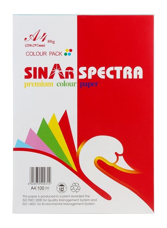 Sinar Spectra Color Paper, 210 x 297mm, 5rims/box, 500 Sheets, 80 GSM, Yellow