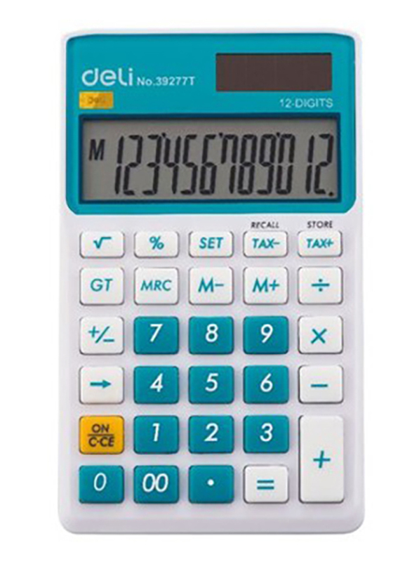 Deli 12-Digit Basic Calculator, Small, 39277T, Blue