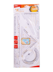 Deli 512 Plastic Ruler, 4 Pieces, 400mm, Clear