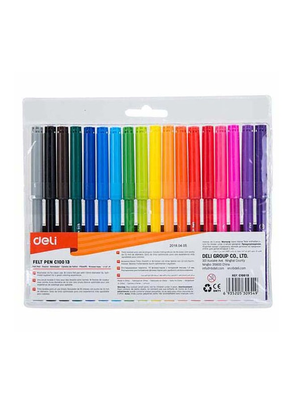 Deli 18-Piece ColoRun Felt Pen Set, C100 13, Multicolor