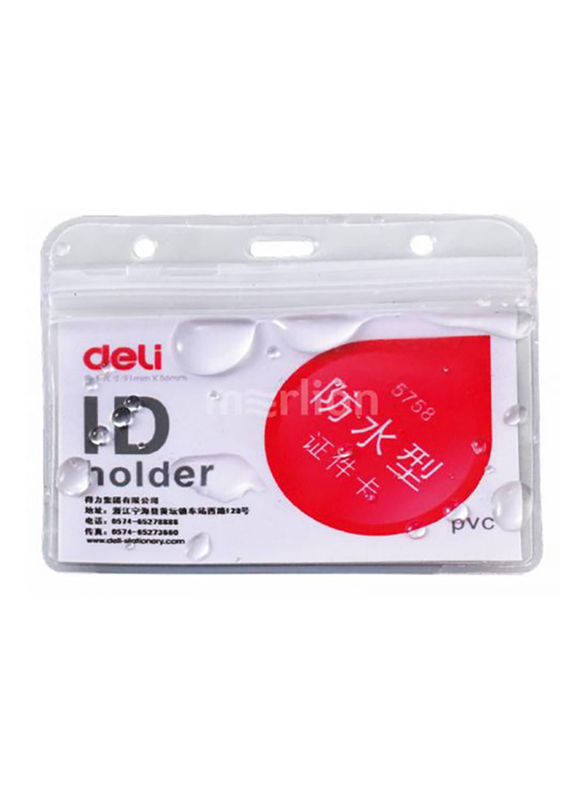 Deli 100-Piece PVC Horizontal Id Card Holder, Clear