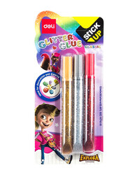 Deli EA71001 Glitter Glue, 3 Pieces, 12ml, Multicolor