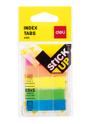 Deli A102 Index Tabs Sticky Notes, 44 x 12mm, 5 x 20 Sheets, Multicolor