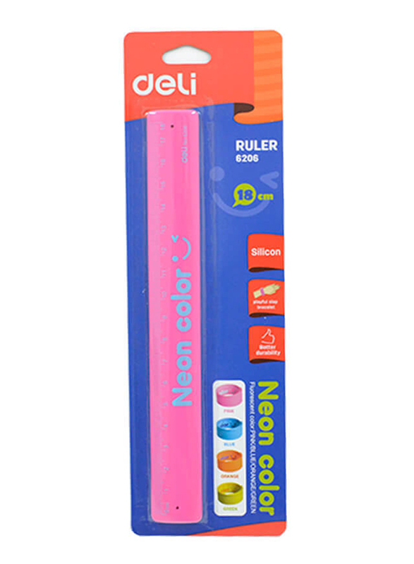 Deli 48-Piece Flexible Neon Ring Ruler Box Set, 18cm, 6206, Pink