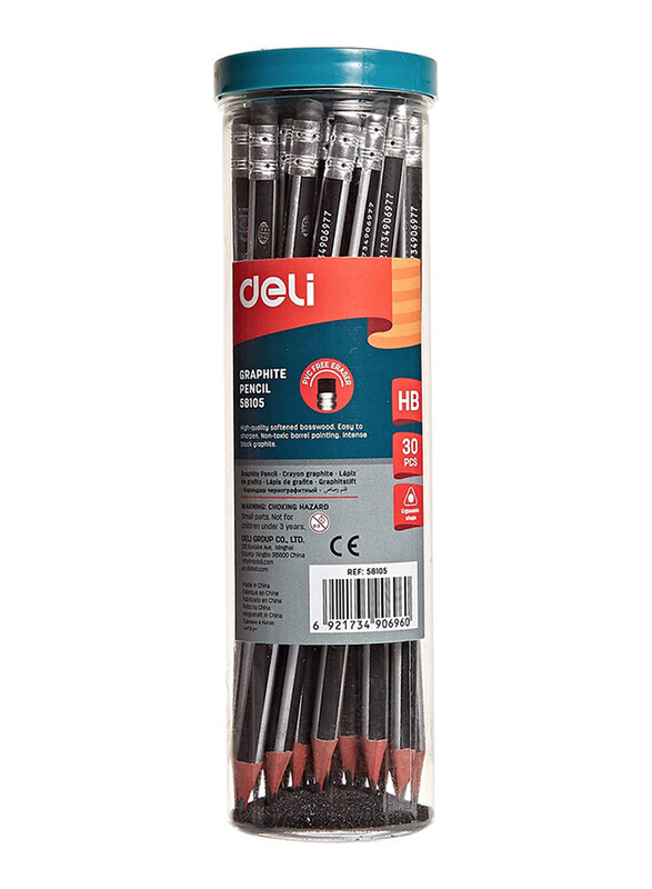 

Deli 30-Piece HB Triangular Graphite Pencil Set, Black