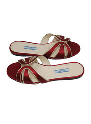 Prada Calzature Donna Slide Rubino Flat Sandals, 37.5 EU, Red