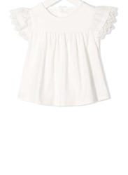 Chloe Round Neck Short Sleeve Baby Blouse for Girls, 9M, White