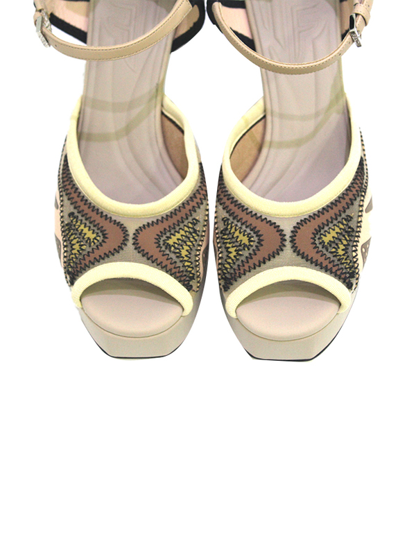Fendi Mosaic Design Heeled Sandal, 37.5EU, Multicolour