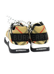 Burberry Logo Detail Cotton Vintage Check Kids Sneakers, 34 EU, Archive Beige