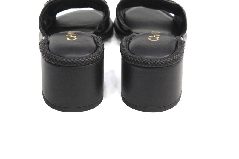 CHANEL   LAMBSKIN LEATHER MULES, BLACK