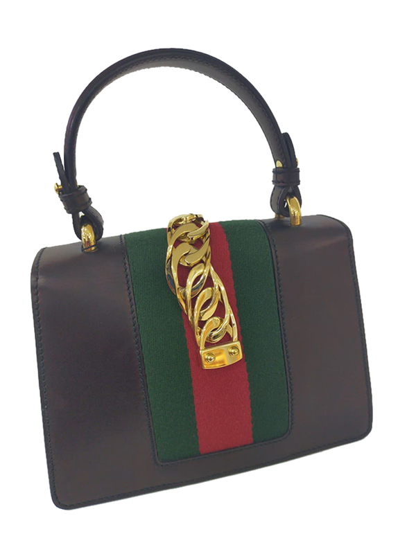 Gucci Web Sylvie Leather Mini Crossbody Bag for Women, Black
