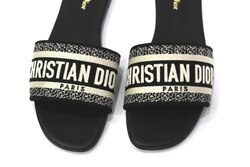 CHRISTIAN DIOR  Canvas Dway Slide Sandals, BLACK