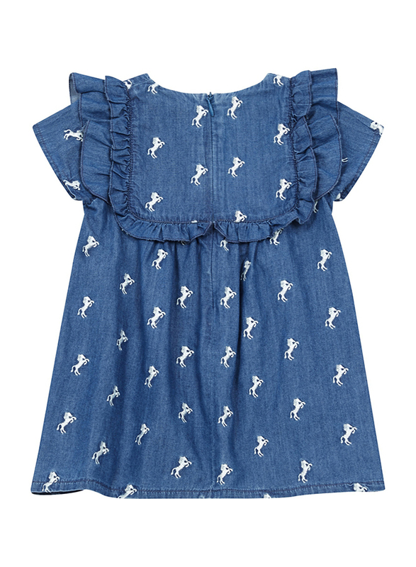 Givenchy Chloe Horse Print Baby Girl Dress, 18 Months, Denim Blue