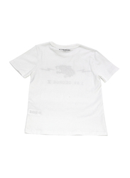Givenchy Lion Logo Print Round Neck Short Sleeve T-Shirt for Girls, 10A, White