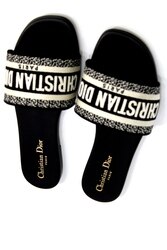 CHRISTIAN DIOR  Canvas Dway Slide Sandals, BLACK