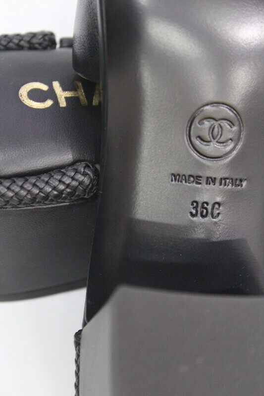 CHANEL   LAMBSKIN LEATHER MULES, BLACK