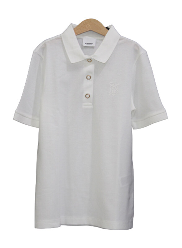 

Burberry Monogram Motif Cotton Pique Polo Shirt for Women, XXS, White
