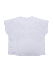 Givenchy Floral Print Round Neck Short Sleeve T-Shirt for Girls, 10A, White