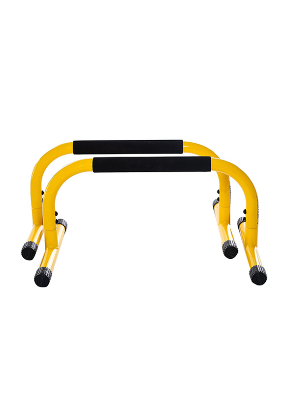Lebert Fitness Dip Station Stand Parallette Push Up Bars, Small, Yellow