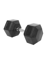 1441 Fitness Solid Cast Iron Core Rubber Coated Hex Dumbbell, 30KG, Black/Silver