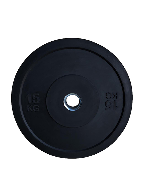 1441 Fitness Rubber Olympic Bumper Weight Plate, 15KG, Black