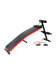 1441 Fitness Adjustable Curved Sit Up Ab Bench with Leg Support, Black/Red