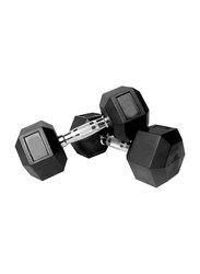 Prosportsae Rubber Hex Dumbbell, 2 Pieces, 2.5KG, Black
