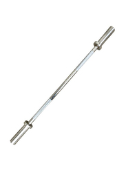 1441 Fitness Standard Olympic Barbell Bar with Two Spring Collar, 7KG, Silver