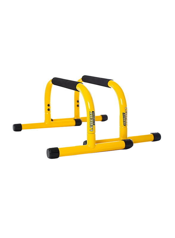 Lebert Fitness Dip Station Stand Parallette Push Up Bars, Small, Yellow