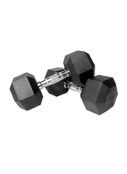Prosportsae Rubber Hex Dumbbell, 2 Pieces, 40 Lbs, Black