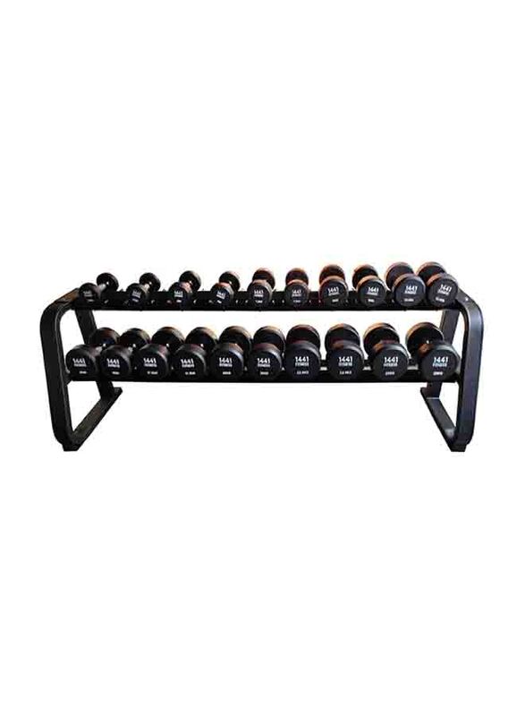 1441 Fitness 2-Tier Heavy Duty Dumbbell Rack for 10 Pair Dumbbell Set, Black