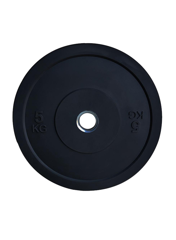 1441 Fitness Rubber Olympic Bumper Weight Plate, 5KG, Black