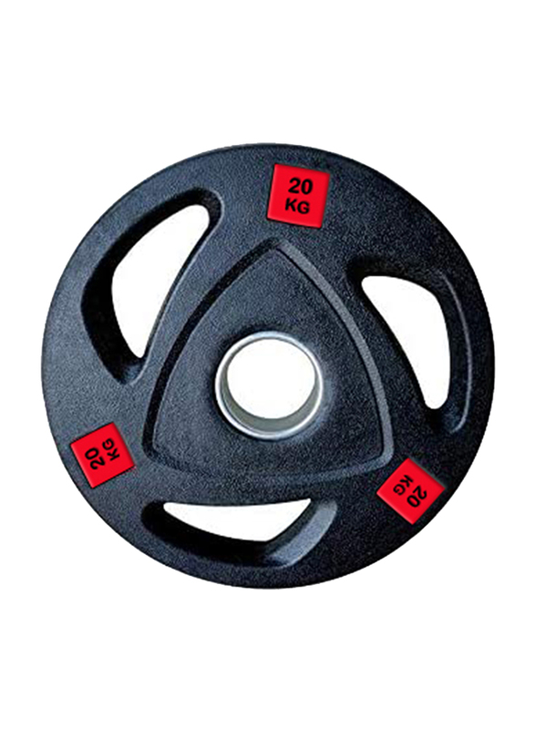 1441 Fitness Cast Iron Rubber Coating Tri-Grip Olympic Weight Plate, 20KG, Black
