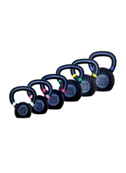 1441 Fitness Powder Coated Cast Iron Kettle Bell with LB and KG Markings, 12KG, Black/Blue