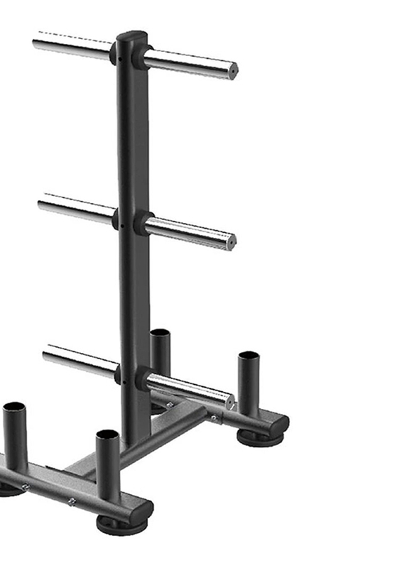 1441 Fitness Plate Tree with 4 Bar Holder, Black/Silver