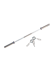 1441 Fitness Standard Heavy Duty Olympic Barbell Bar with Two Spring Collar, 86 inch, Silver