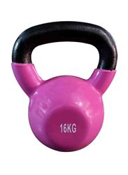 1441 Fitness Vinyl Coated Cast Iron Kettle Bell, 16KG, Pink/Black