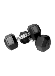 Prosportsae Rubber Hex Dumbbell, 2 Pieces, 30 Lbs, Black