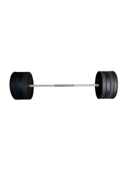 1441 Fitness 7 Feet Olympic Bar with Rubber Bumper Plates Set, 100KG, Silver/Black