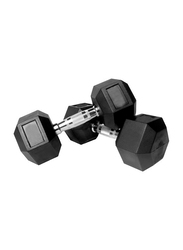 Prosportsae Rubber Hex Dumbbell, 2 Pieces, 45 Lbs, Black