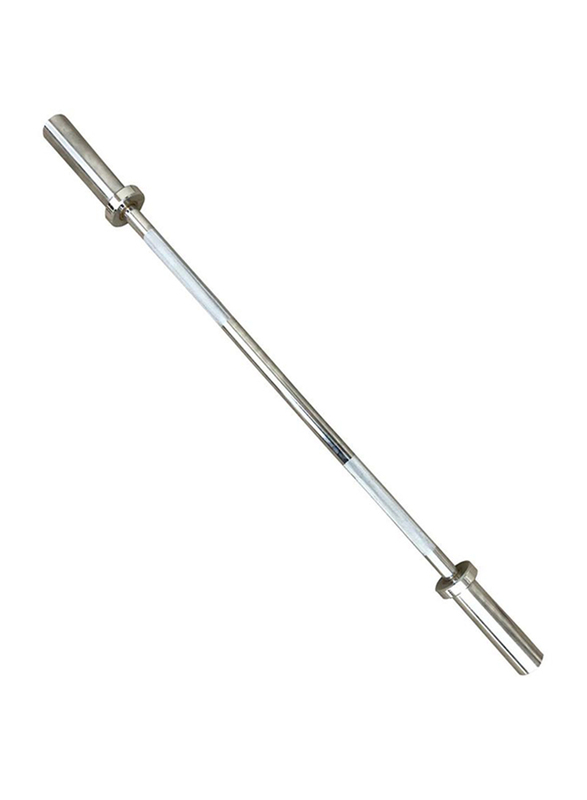 1441 Fitness Standard Olympic Barbell Bar with Two Spring Collar, 7KG, Silver