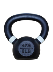 1441 Fitness Powder Coated Cast Iron Kettle Bell with LB and KG Markings, 4KG, Black/White