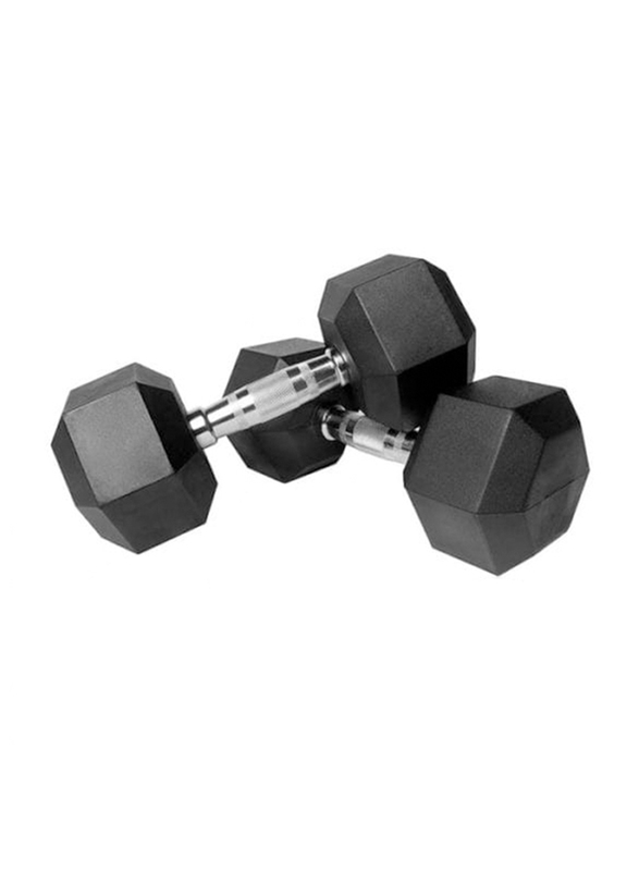 Prosportsae Rubber Hex Dumbbell, 2 Pieces, 45 Lbs, Black
